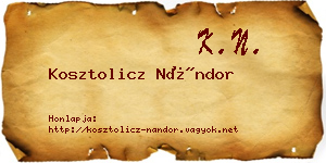 Kosztolicz Nándor névjegykártya